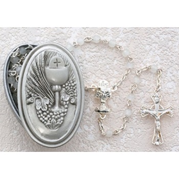 Birth Month Colored Bead Necklace with Heart Shape Communion Chalice Charm 18 Inch Birth Month Colored Bead Necklace with Heart Shape Communion Chalice Charm 18 Inch